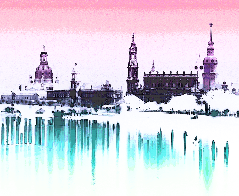 Dresden_Silhouette_Frauenkirche_Hofkirche_Aquarell_lachs_aqua