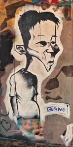 Graffiti: hagere Gestalt mit düsterem, spitzem Kopf